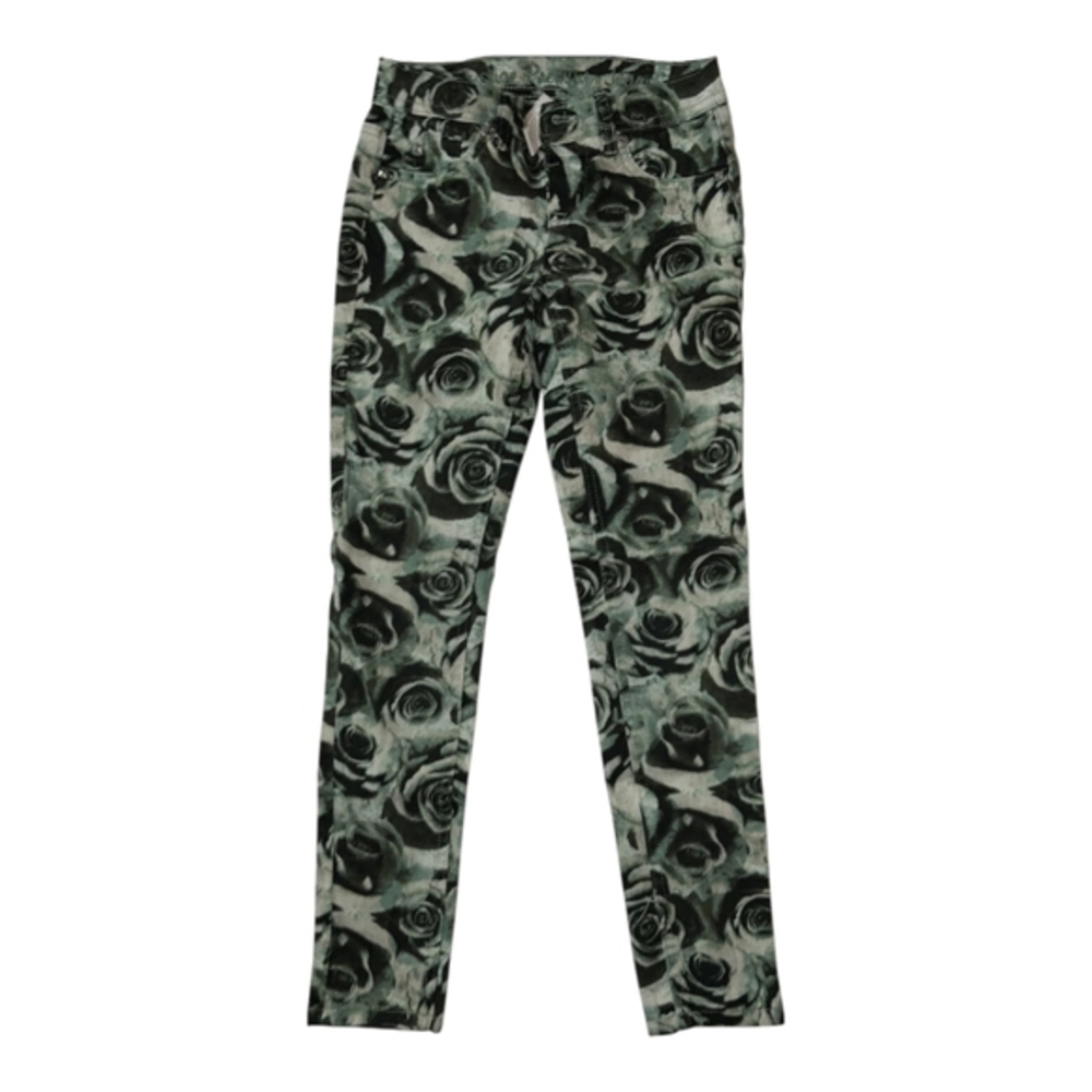Justice premium girls green and black rose‎ jeggings size 12